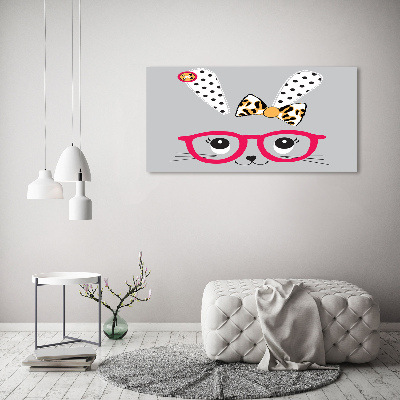 Canvas wall art Rabbit with glasses