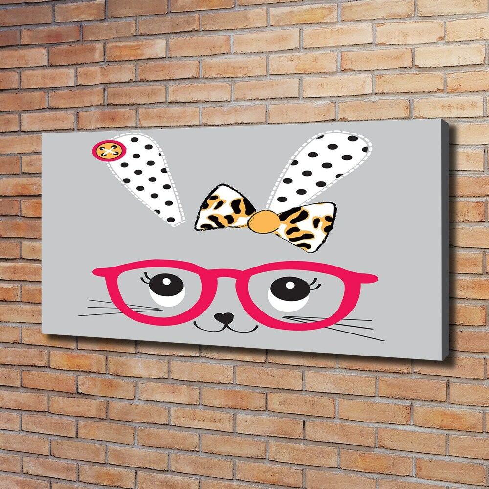 Canvas wall art Rabbit with glasses