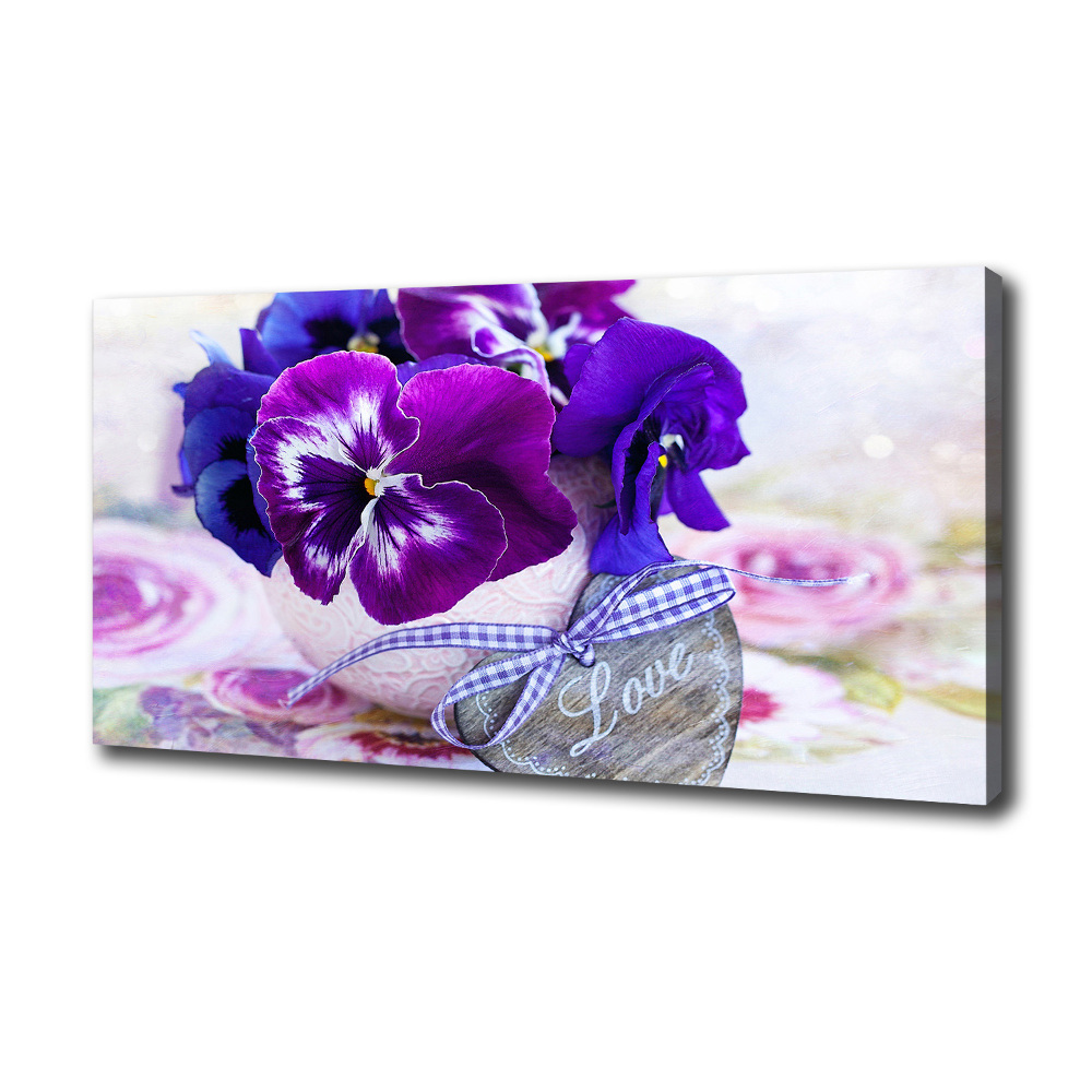 Canvas wall art Purple pansies