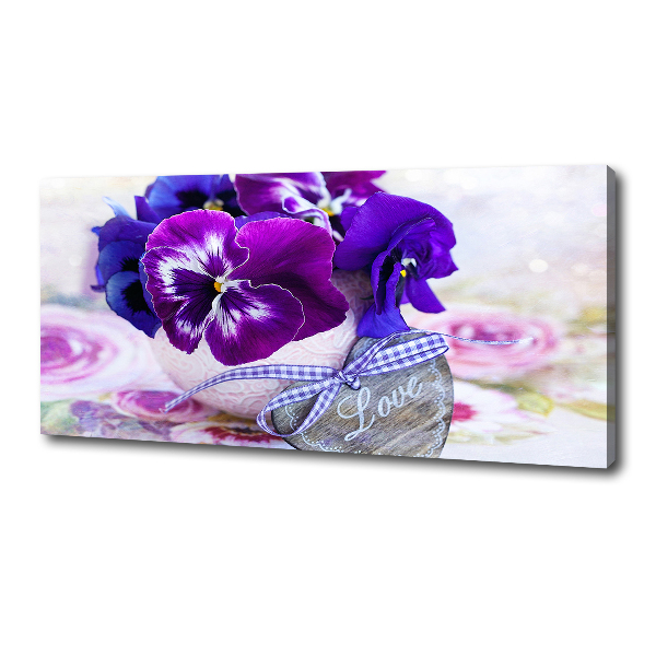 Canvas wall art Purple pansies