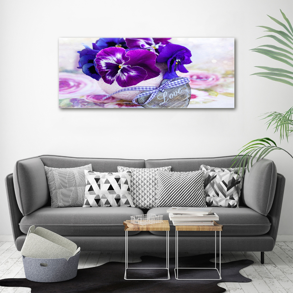 Canvas wall art Purple pansies