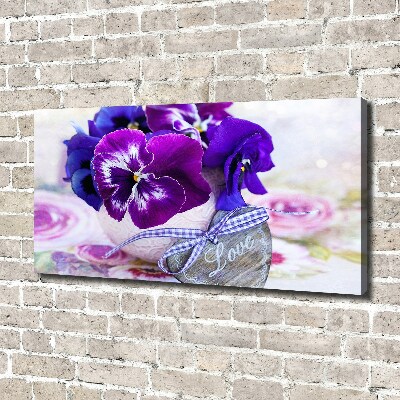 Canvas wall art Purple pansies