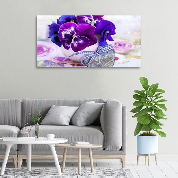 Canvas wall art Purple pansies