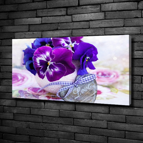 Canvas wall art Purple pansies