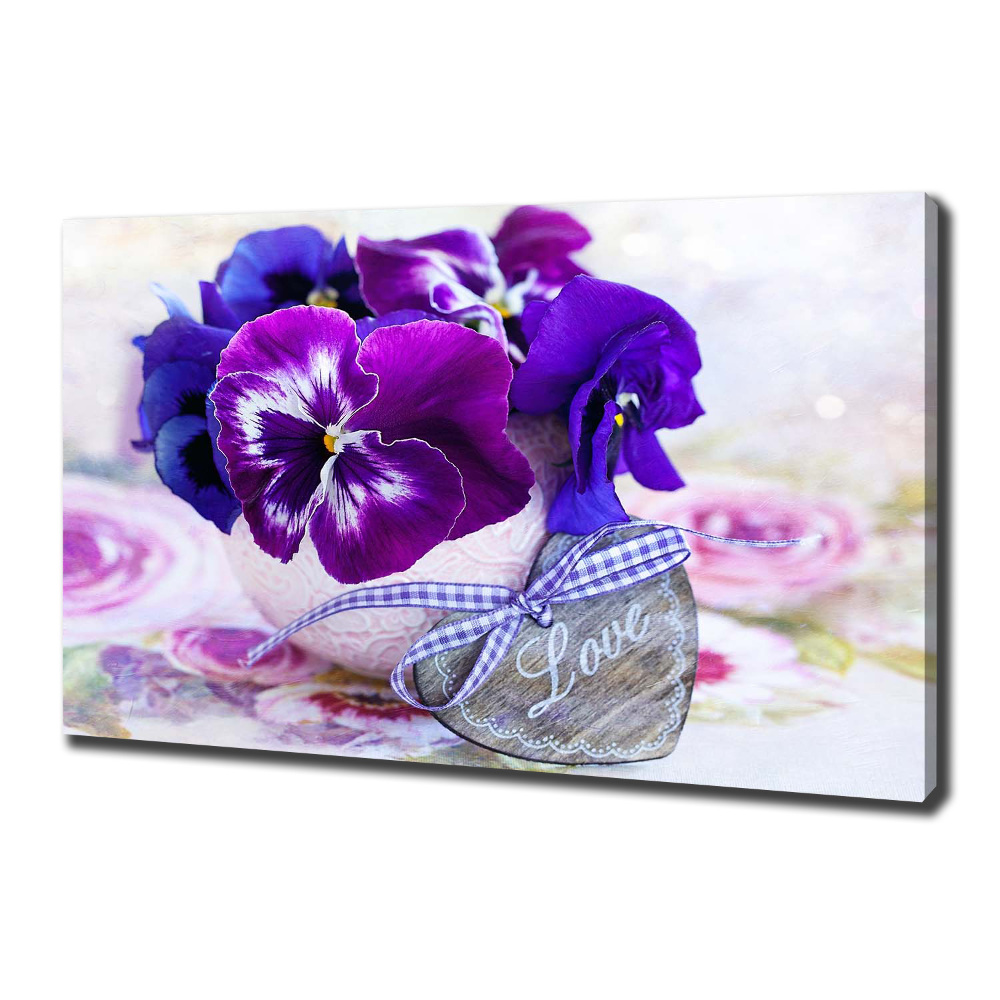 Canvas wall art Purple pansies