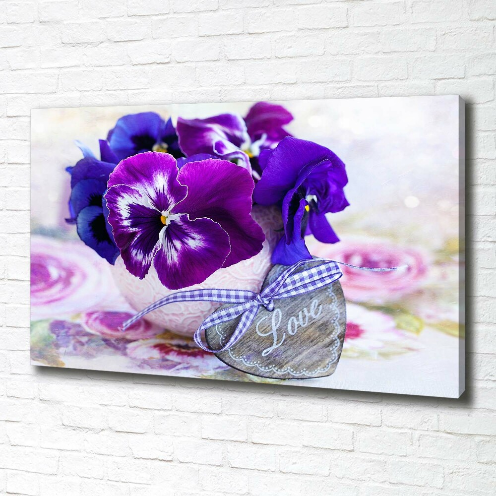 Canvas wall art Purple pansies