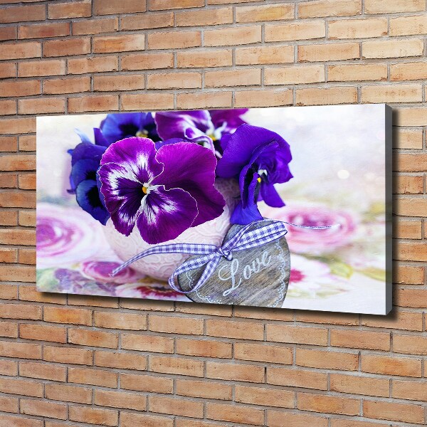 Canvas wall art Purple pansies