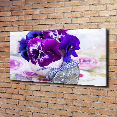 Canvas wall art Purple pansies