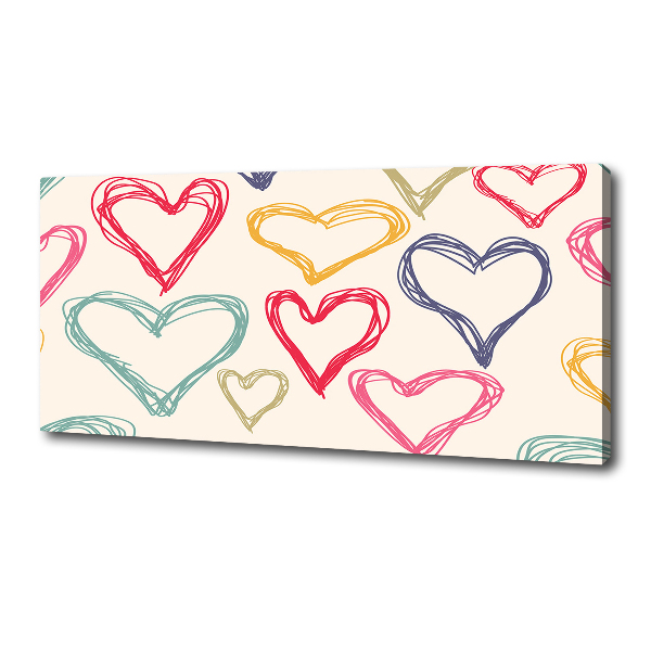 Canvas wall art Colorful hearts