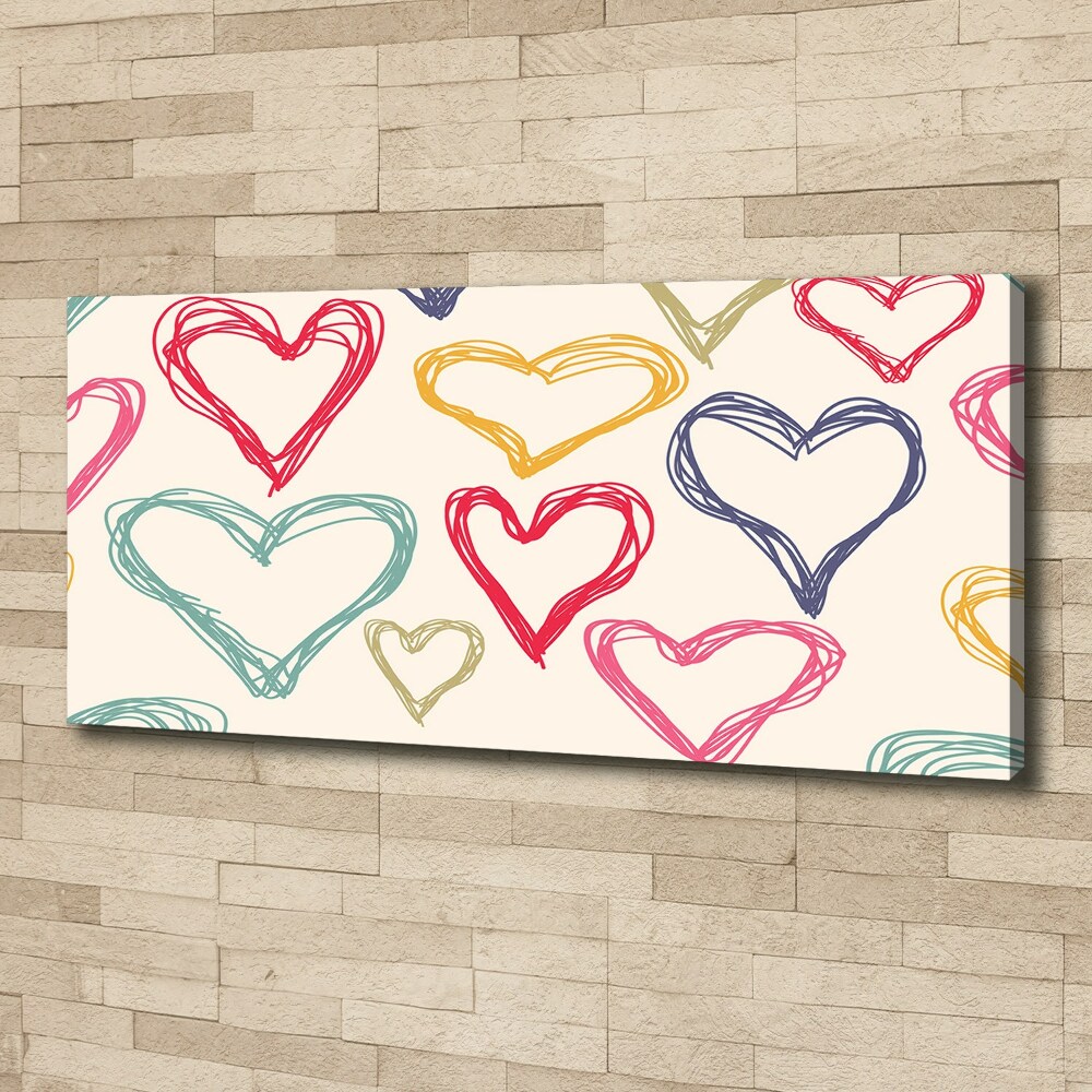 Canvas wall art Colorful hearts