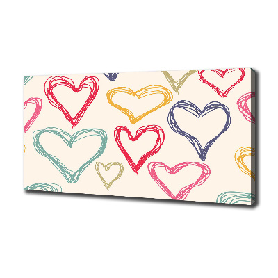 Canvas wall art Colorful hearts