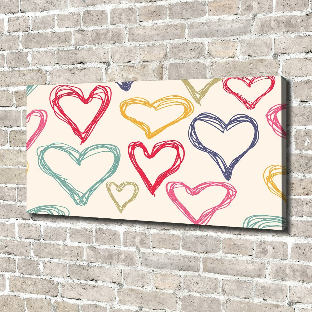 Canvas wall art Colorful hearts