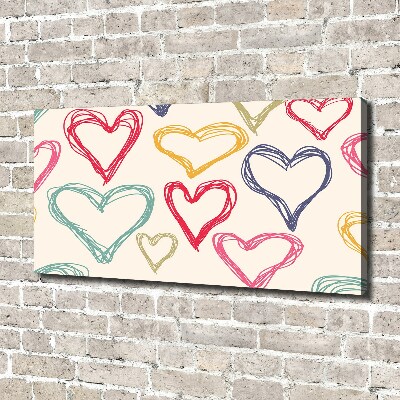 Canvas wall art Colorful hearts