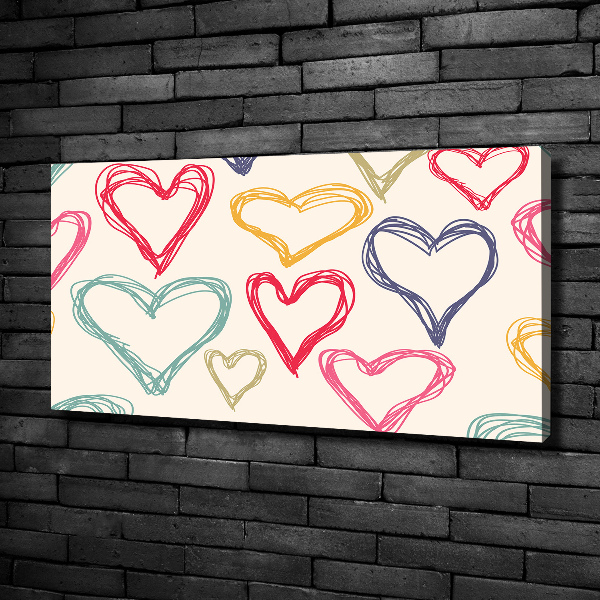 Canvas wall art Colorful hearts