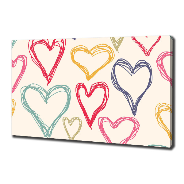 Canvas wall art Colorful hearts