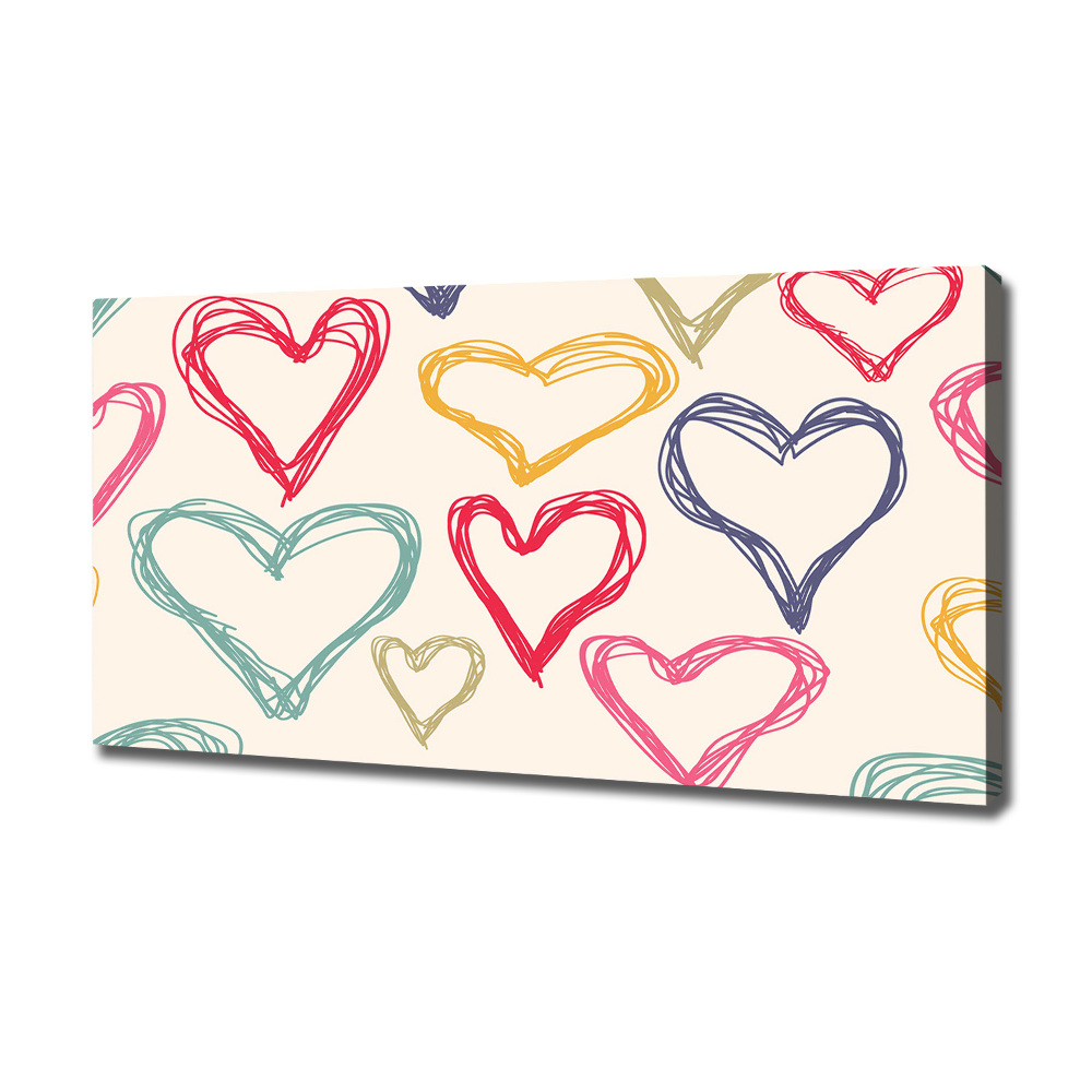 Canvas wall art Colorful hearts