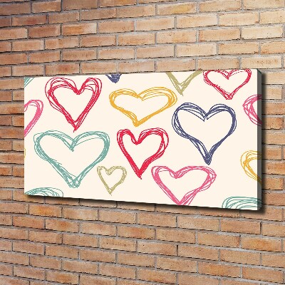 Canvas wall art Colorful hearts