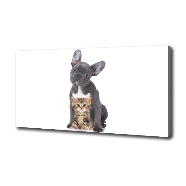 Canvas wall art Dog and cat