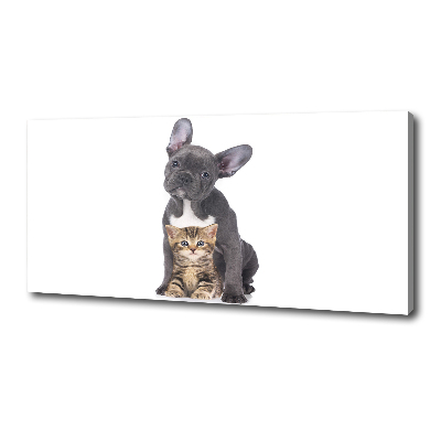 Canvas wall art Dog and cat