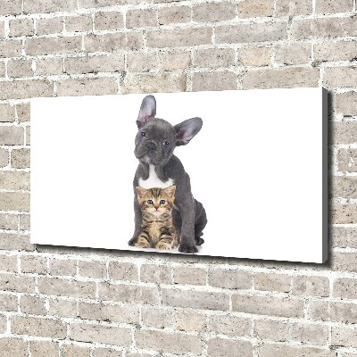 Canvas wall art Dog and cat