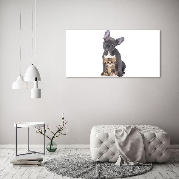 Canvas wall art Dog and cat