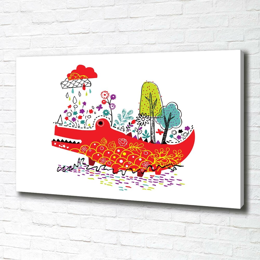 Canvas wall art Colorful crocodile