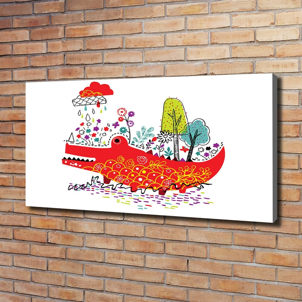 Canvas wall art Colorful crocodile