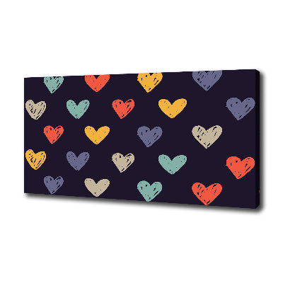 Canvas wall art Colorful hearts