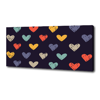 Canvas wall art Colorful hearts