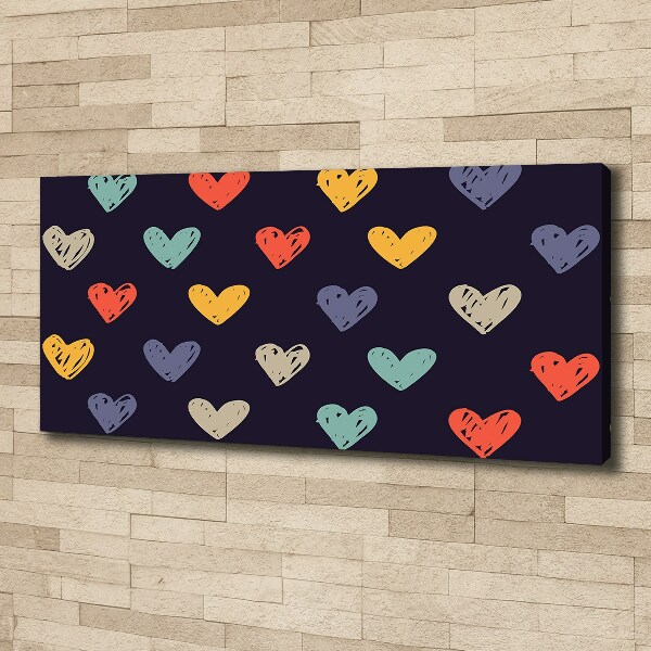 Canvas wall art Colorful hearts