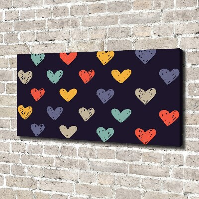 Canvas wall art Colorful hearts