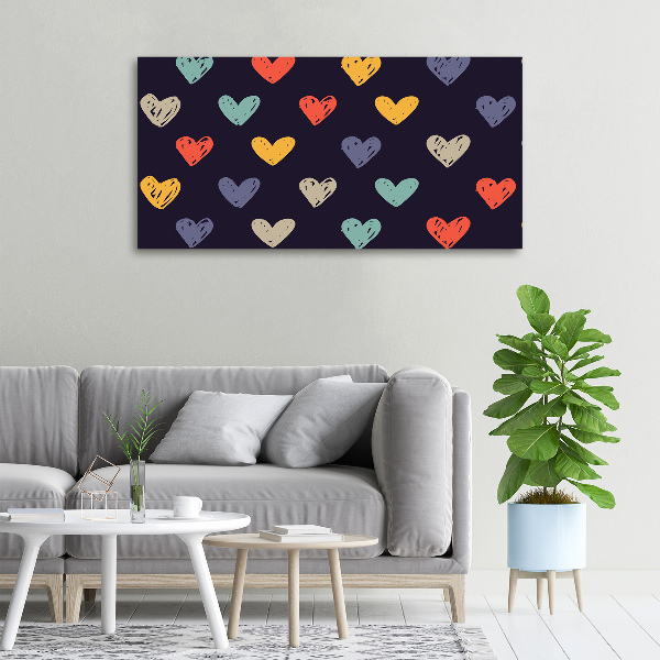 Canvas wall art Colorful hearts