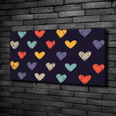 Canvas wall art Colorful hearts