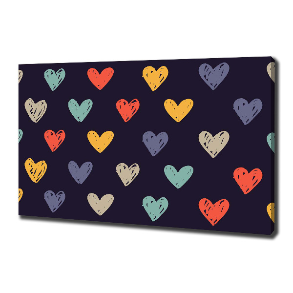 Canvas wall art Colorful hearts