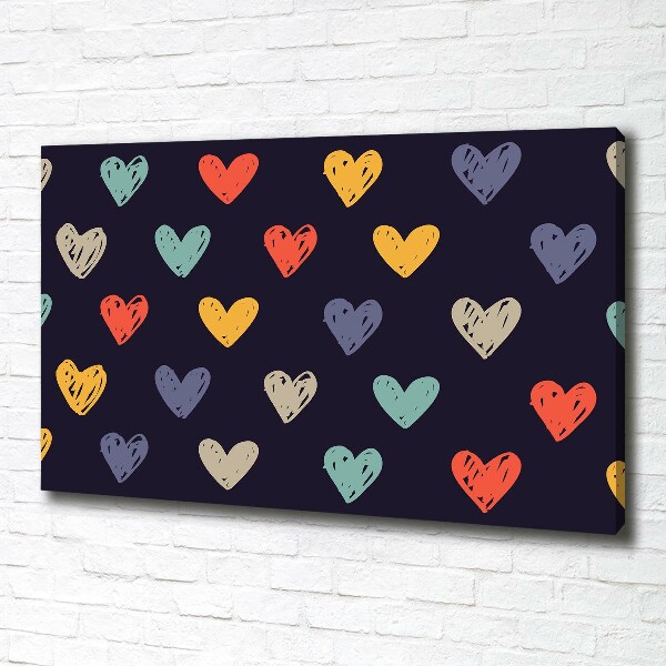 Canvas wall art Colorful hearts