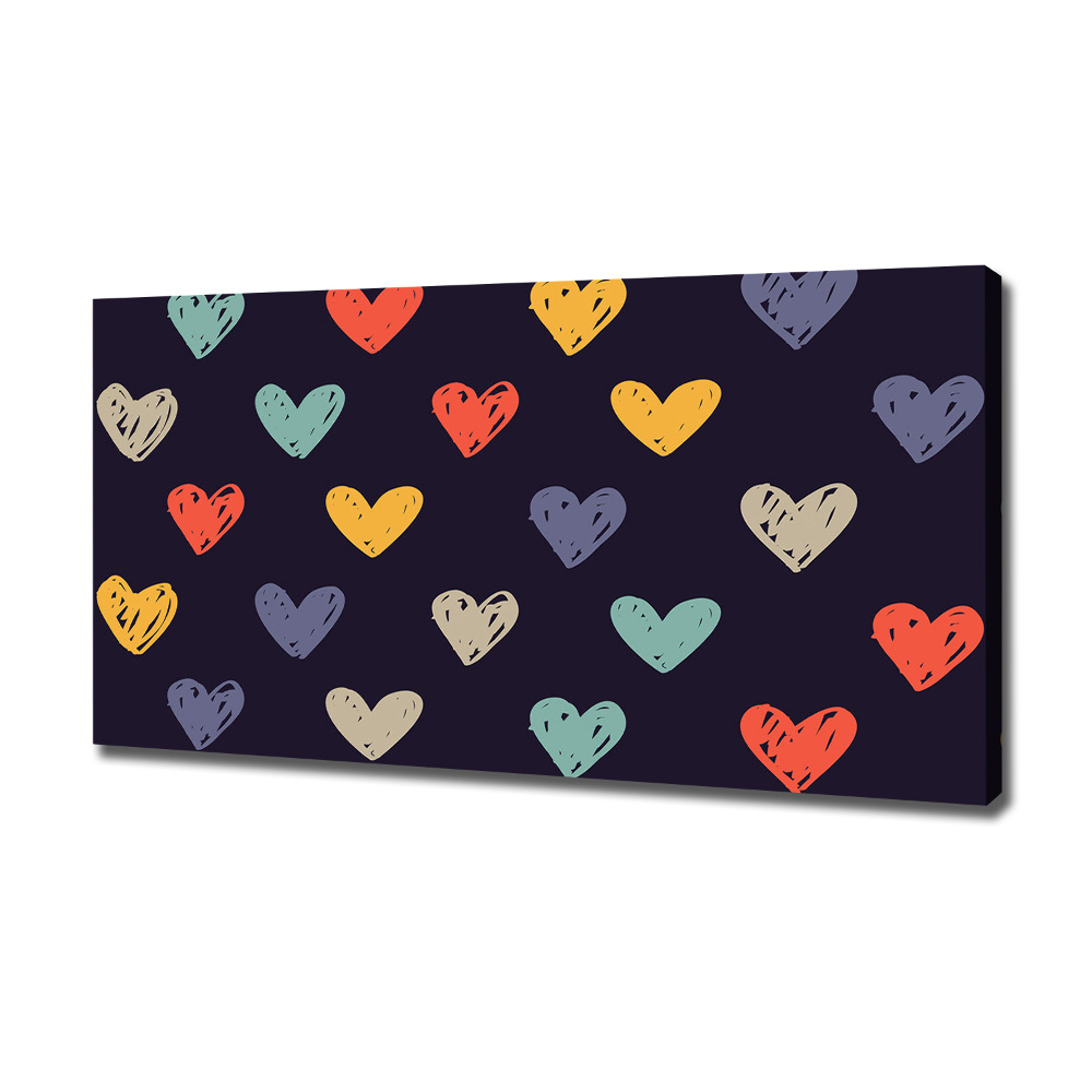 Canvas wall art Colorful hearts