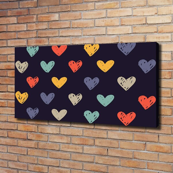 Canvas wall art Colorful hearts