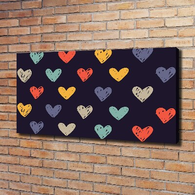 Canvas wall art Colorful hearts