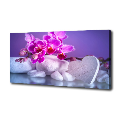 Canvas wall art Orchid and heart