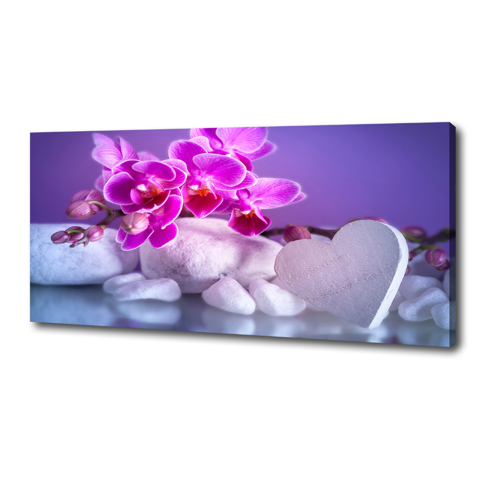 Canvas wall art Orchid and heart