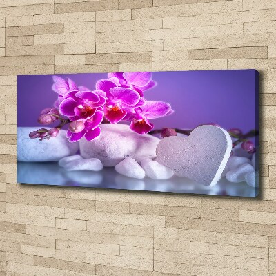 Canvas wall art Orchid and heart