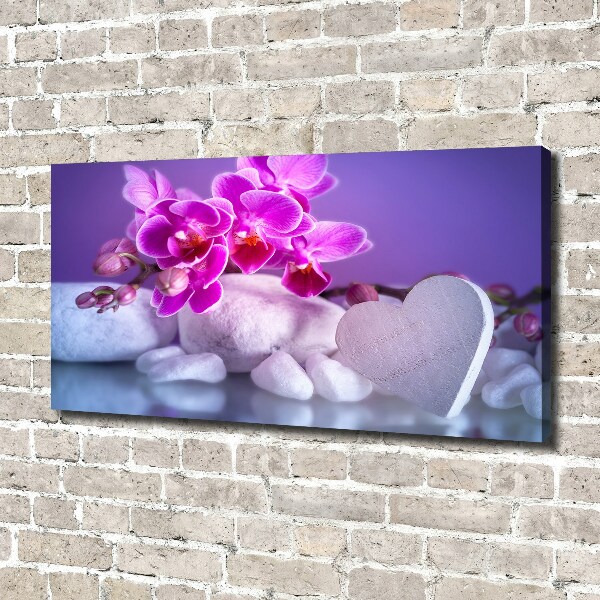 Canvas wall art Orchid and heart