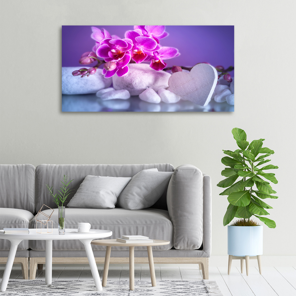 Canvas wall art Orchid and heart