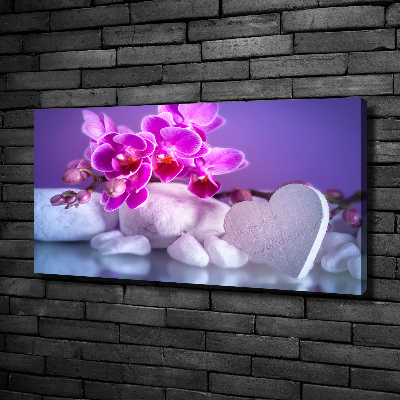 Canvas wall art Orchid and heart