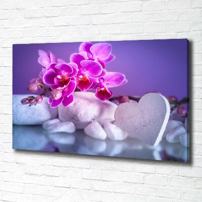 Canvas wall art Orchid and heart