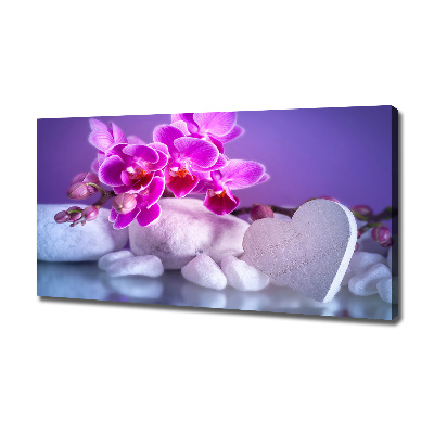 Canvas wall art Orchid and heart