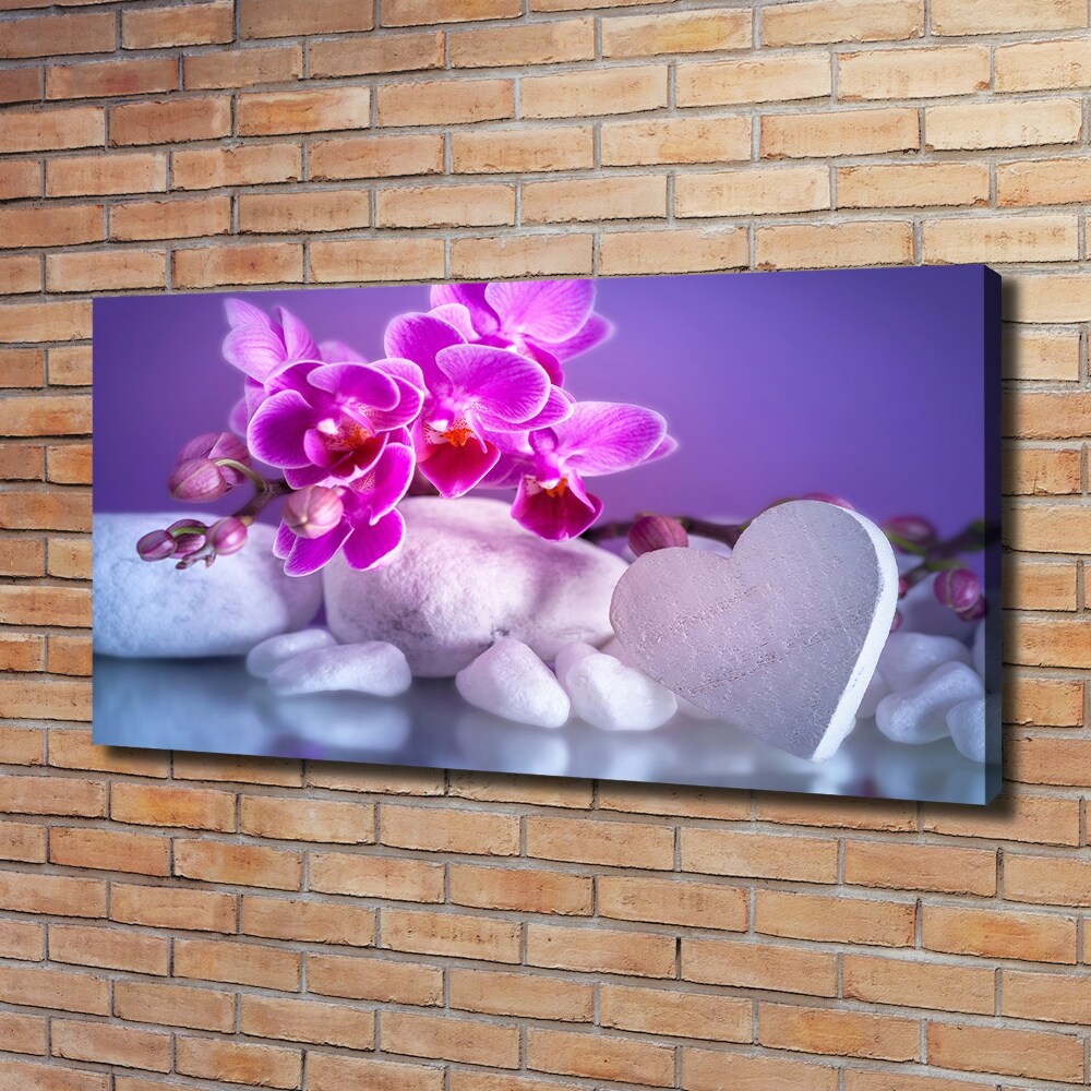 Canvas wall art Orchid and heart