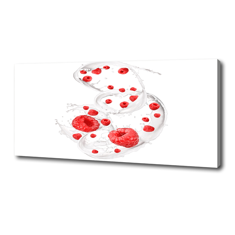 Canvas wall art Raspberries with milk