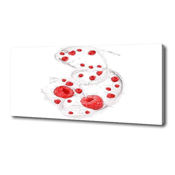 Canvas wall art Raspberries with milk