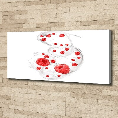 Canvas wall art Raspberries with milk